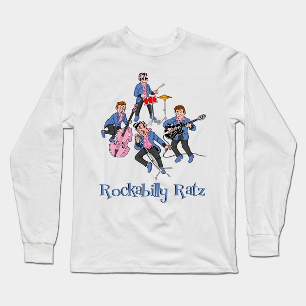 Rockabilly Ratz Long Sleeve T-Shirt by AceToons